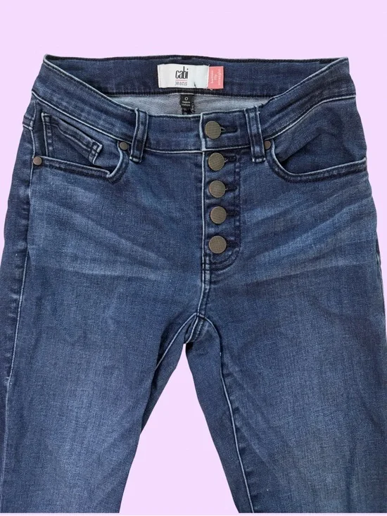 Cabi Dark Blue Straight-Leg Jeans with Button Fly - Picture 2 of 5